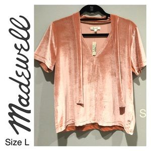 NWT MADEWELL Velvet Tie Neck Top Large
